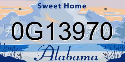 0G13970 Alabama License Plate