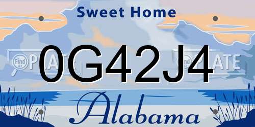 0G42J4 Alabama License Plate