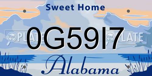 0G59I7 Alabama License Plate