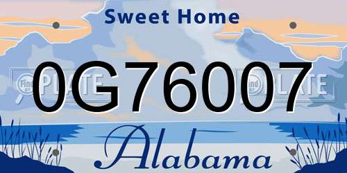 0G76007 Alabama License Plate