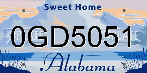 0GD5051 Alabama License Plate
