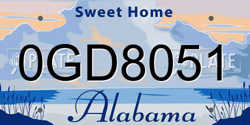 0GD8051 Alabama License Plate