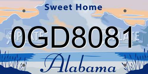 0GD8081 Alabama License Plate