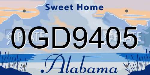 0GD9405 Alabama License Plate