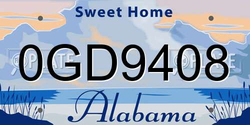 0GD9408 Alabama License Plate