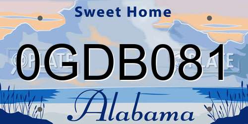 0GDB081 Alabama License Plate