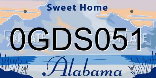 0GDS051 Alabama License Plate