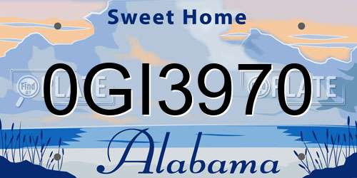0GI3970 Alabama License Plate