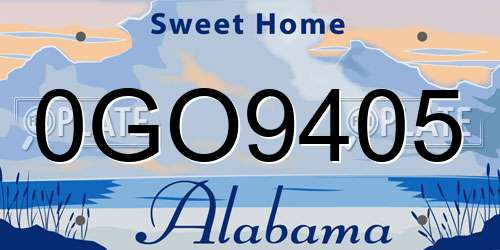 0GO9405 Alabama License Plate