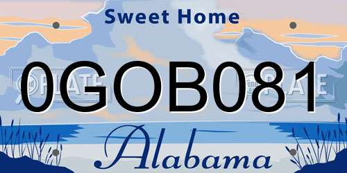 0GOB081 Alabama License Plate