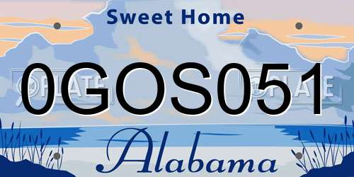0GOS051 Alabama License Plate