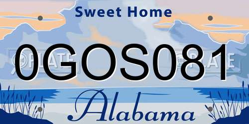0GOS081 Alabama License Plate