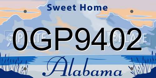 0GP9402 Alabama License Plate