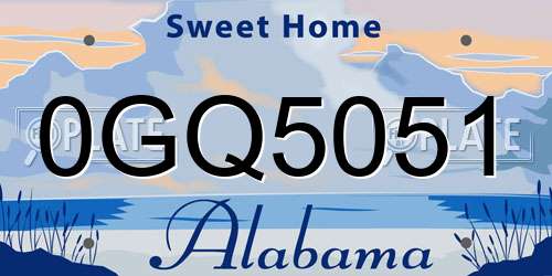 0GQ5051 Alabama License Plate