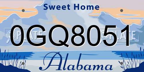 0GQ8051 Alabama License Plate