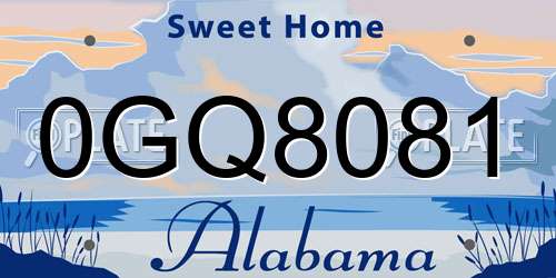 0GQ8081 Alabama License Plate