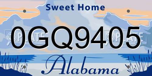 0GQ9405 Alabama License Plate
