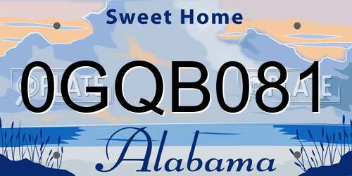 0GQB081 Alabama License Plate