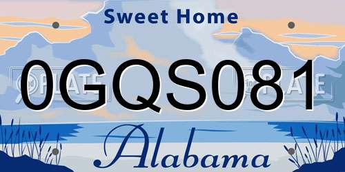 0GQS081 Alabama License Plate