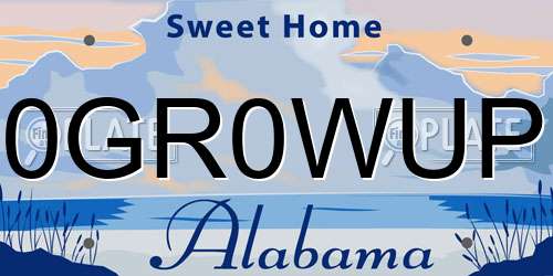 0GR0WUP Alabama License Plate