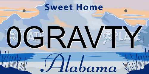 0GRAVTY Alabama License Plate