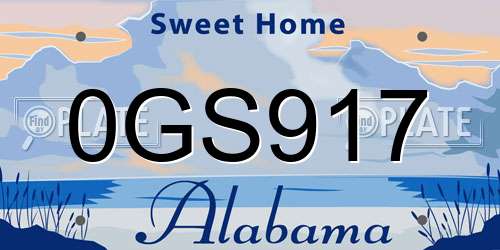 0GS917 Alabama License Plate