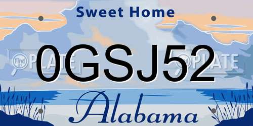 0GSJ52 Alabama License Plate