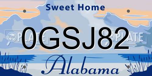 0GSJ82 Alabama License Plate