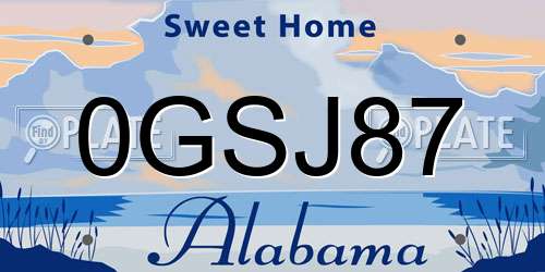 0GSJ87 Alabama License Plate