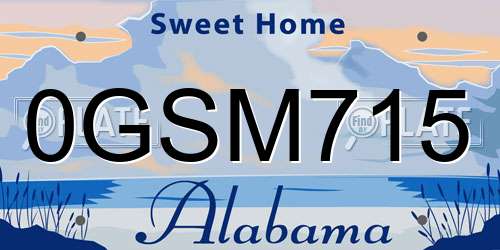 0GSM715 Alabama License Plate