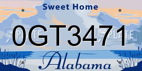 0GT3471 Alabama License Plate