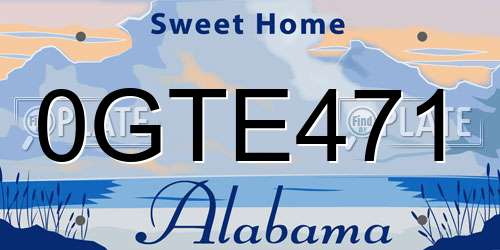 0GTE471 Alabama License Plate