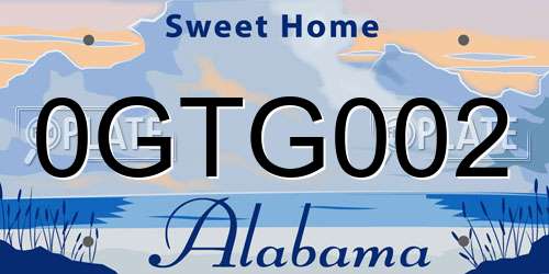 0GTG002 Alabama License Plate