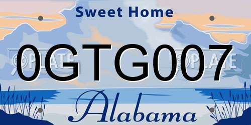 0GTG007 Alabama License Plate