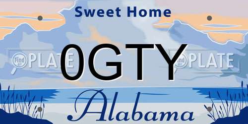 0GTY Alabama License Plate