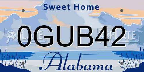 0GUB42 Alabama License Plate