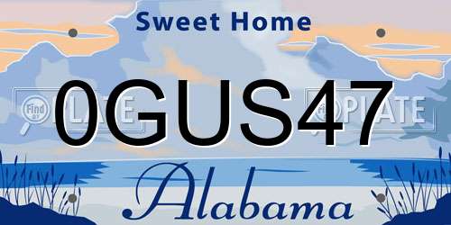 0GUS47 Alabama License Plate