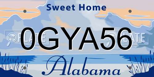 0GYA56 Alabama License Plate