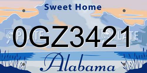 0GZ3421 Alabama License Plate