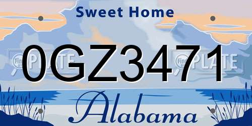 0GZ3471 Alabama License Plate