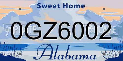 0GZ6002 Alabama License Plate