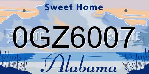 0GZ6007 Alabama License Plate