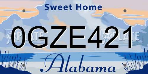 0GZE421 Alabama License Plate