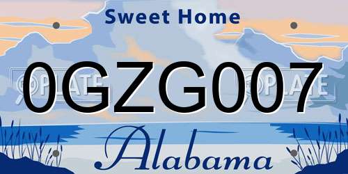0GZG007 Alabama License Plate