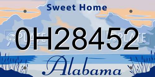 0H28452 Alabama License Plate