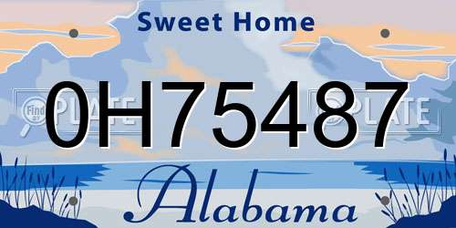0H75487 Alabama License Plate