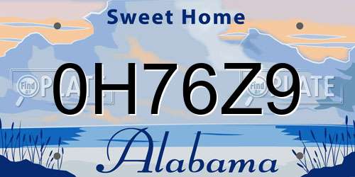 0H76Z9 Alabama License Plate