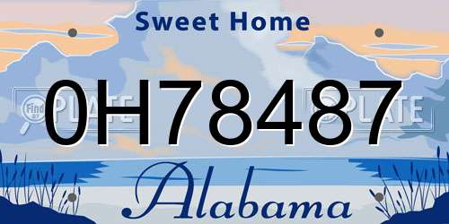0H78487 Alabama License Plate