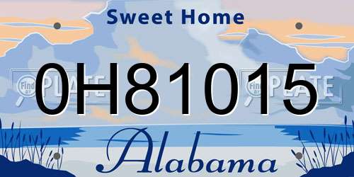0H81015 Alabama License Plate