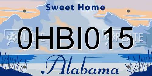0HBI015 Alabama License Plate